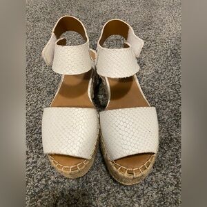 Size 34 Franco Sarto espadrille white sandals